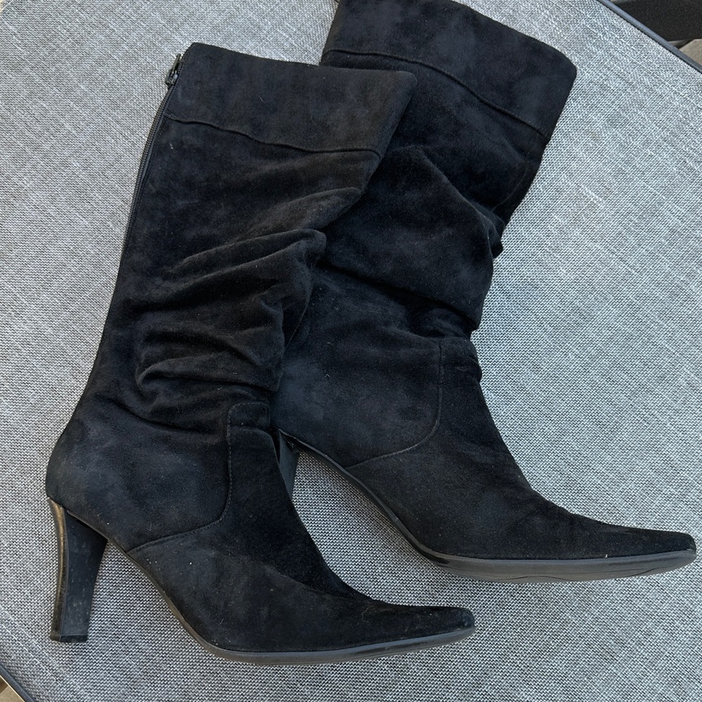 Bass Black Suede Heeled Boots